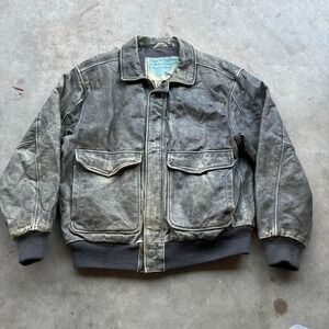 Vintage 90s Aeropostale Men's Leather Flight Compagnie Generale Jacket (Size 42)